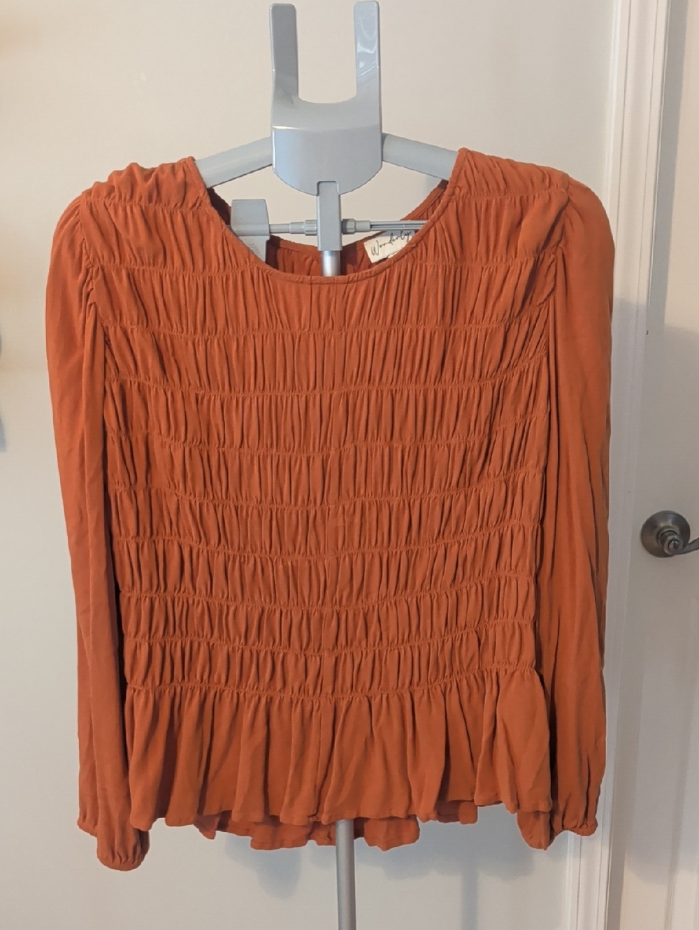 Wonderly Rust Smocked Peplum Top